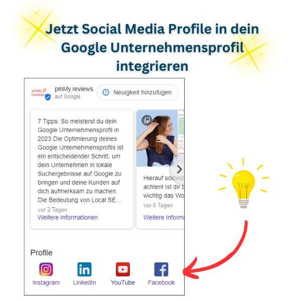 Social Media Profile im Google Unternehmensprofil
